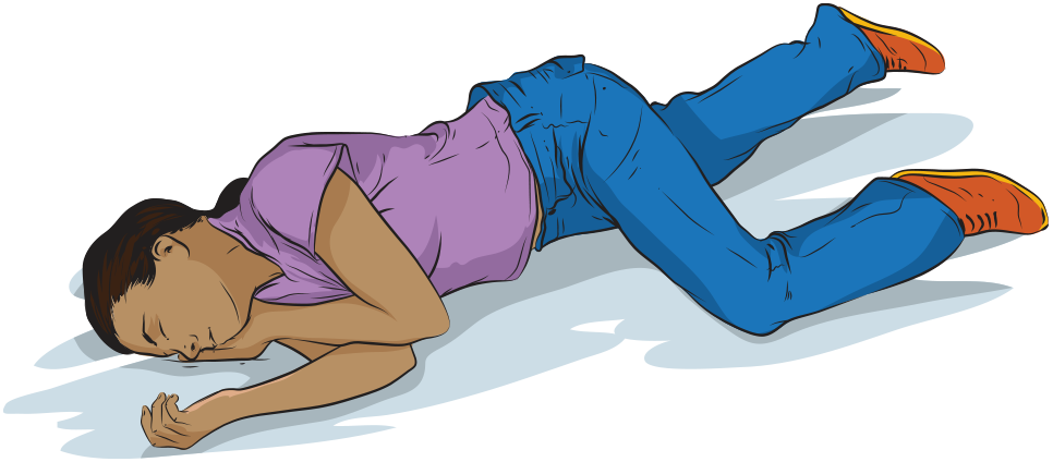 Illustration of a person in recovery position